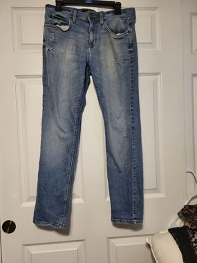 Marc Anthony Men's Slim Straight Distressed Jeans Size 33x30 Medium Wash